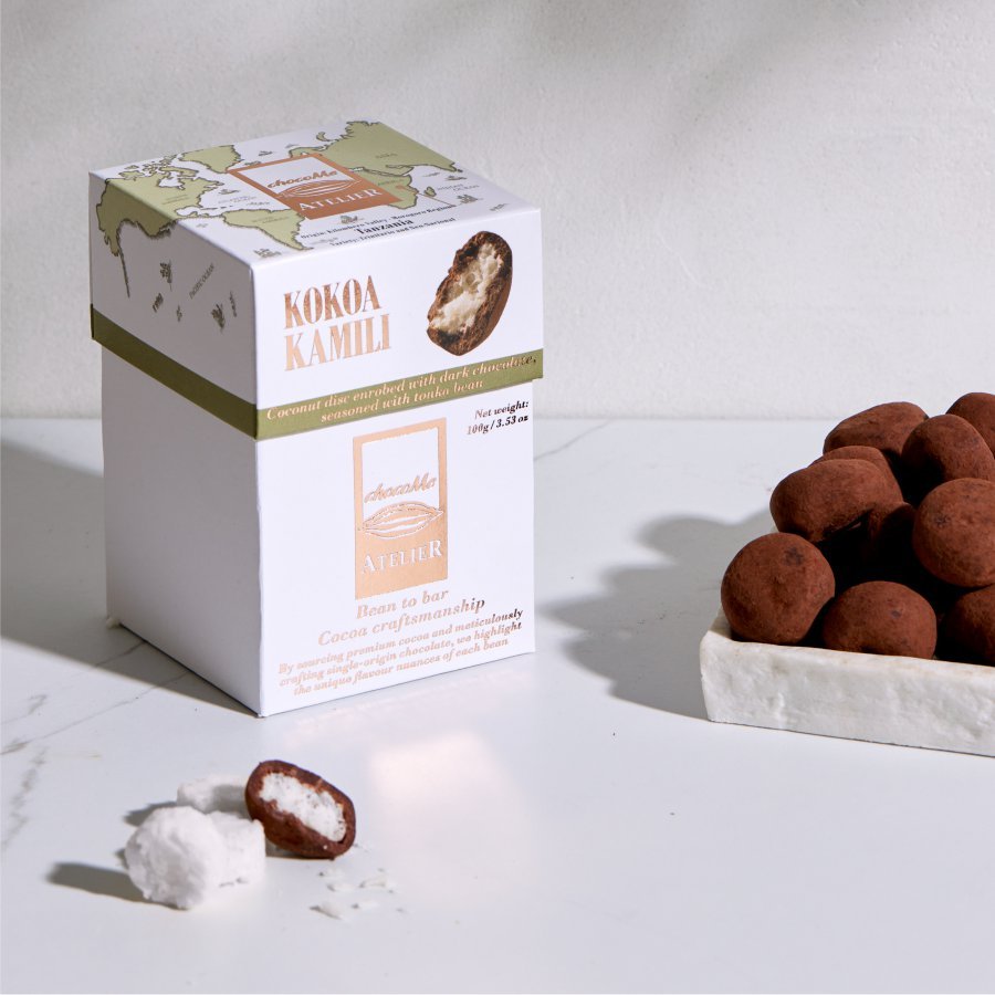 Cocco Bio ricoperto da Cioccolato Fondente Kakao Kamili e fava Tonka