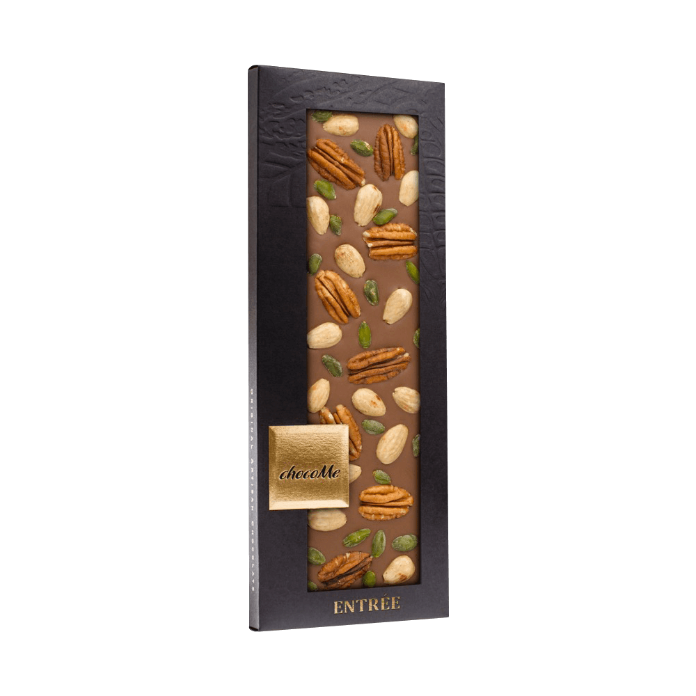 Cioccolato al Latte - Noci pecan, Pistacchio , Mandorle