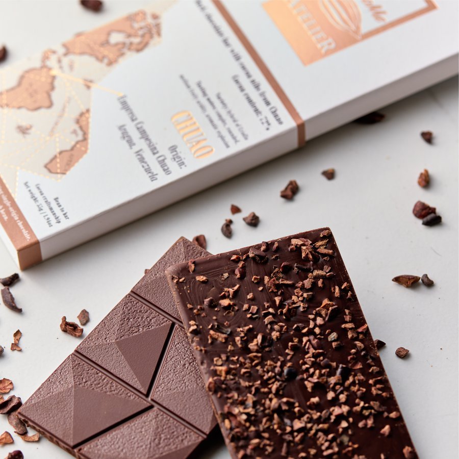 Tavoletta Bean to Bar Chuao con nibs di cacao Chuao
